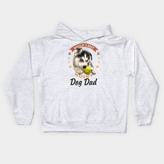 Husky, World's Best Dog Dad Kids Hoodie by Olgakunz